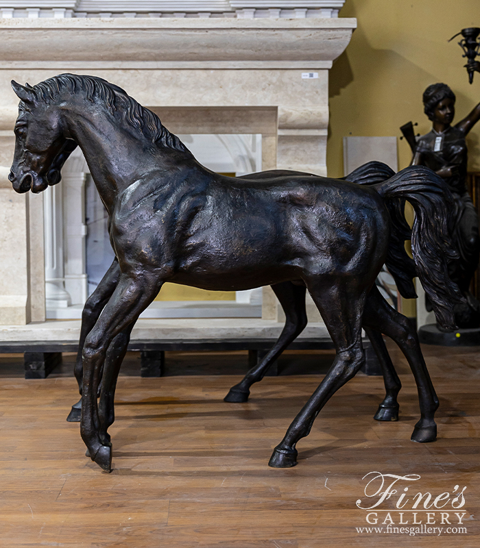 Bronze Statues  - A Pair Of Horses In Lost Wax Bronze - BS-1736