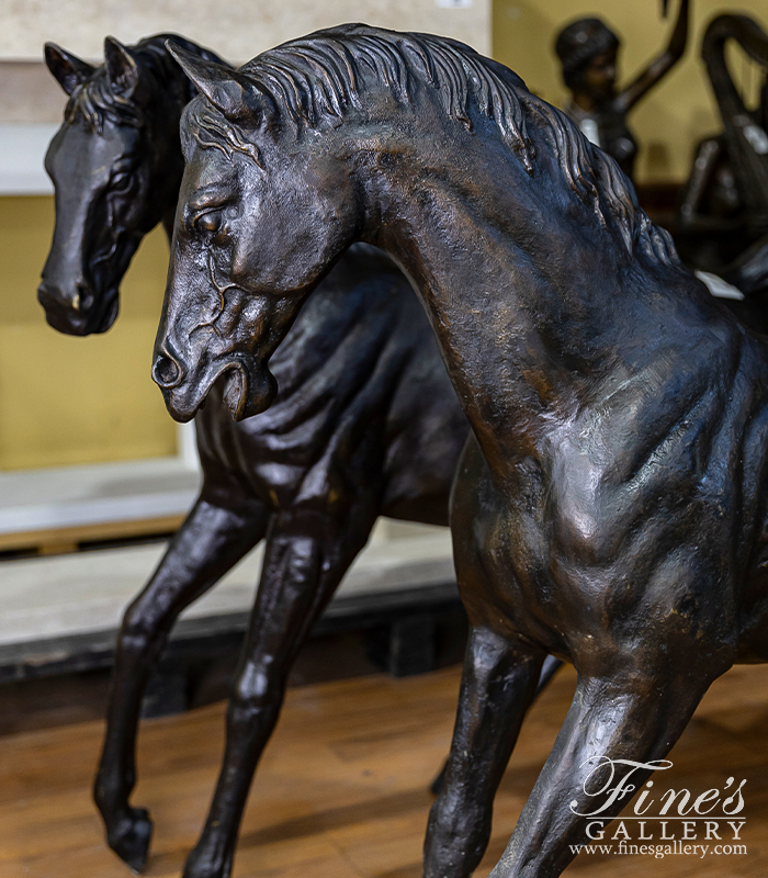 Bronze Statues  - A Pair Of Horses In Lost Wax Bronze - BS-1736