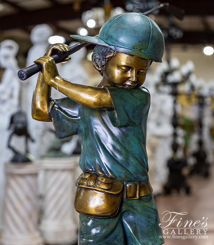 Bronze Statues  - Child Golfer Swings Dads Club - BS-1744