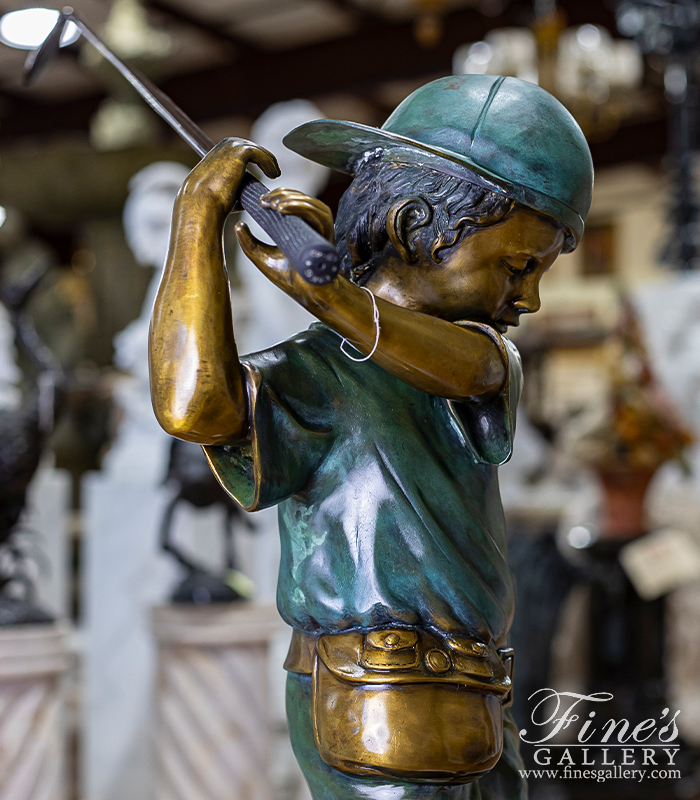Bronze Statues  - Child Golfer Swings Dads Club - BS-1744