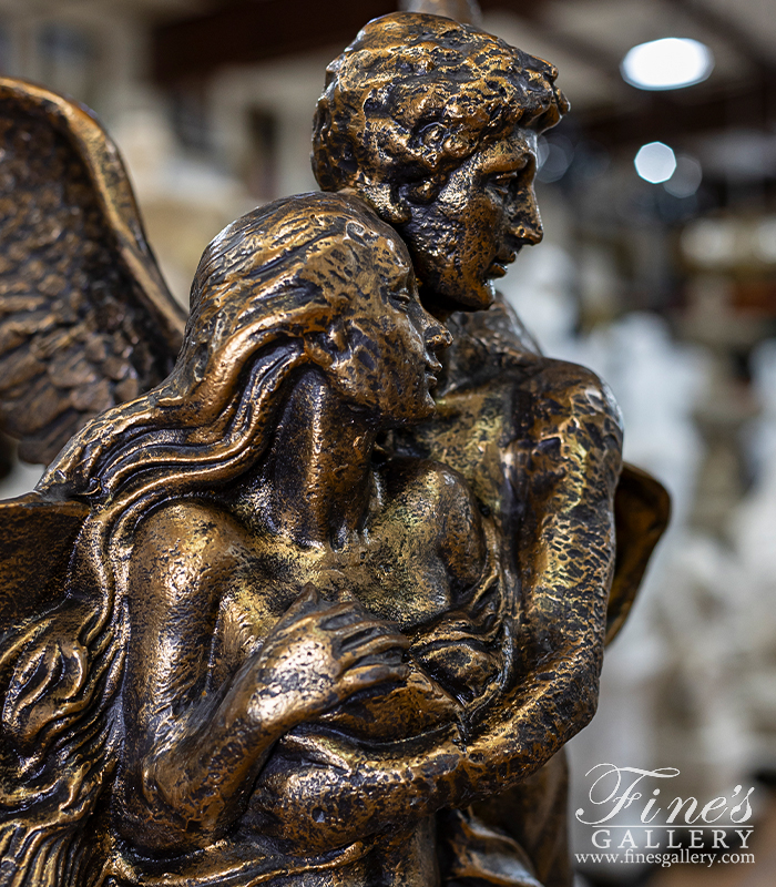 Bronze Statues  - Cast Iron Angel And Woman Statue - BS-1746