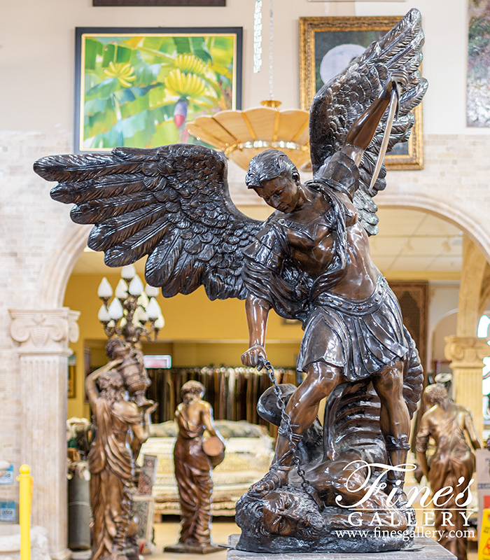 Bronze Statues  - Life Size St Michael Statue In Bronze - BS-210