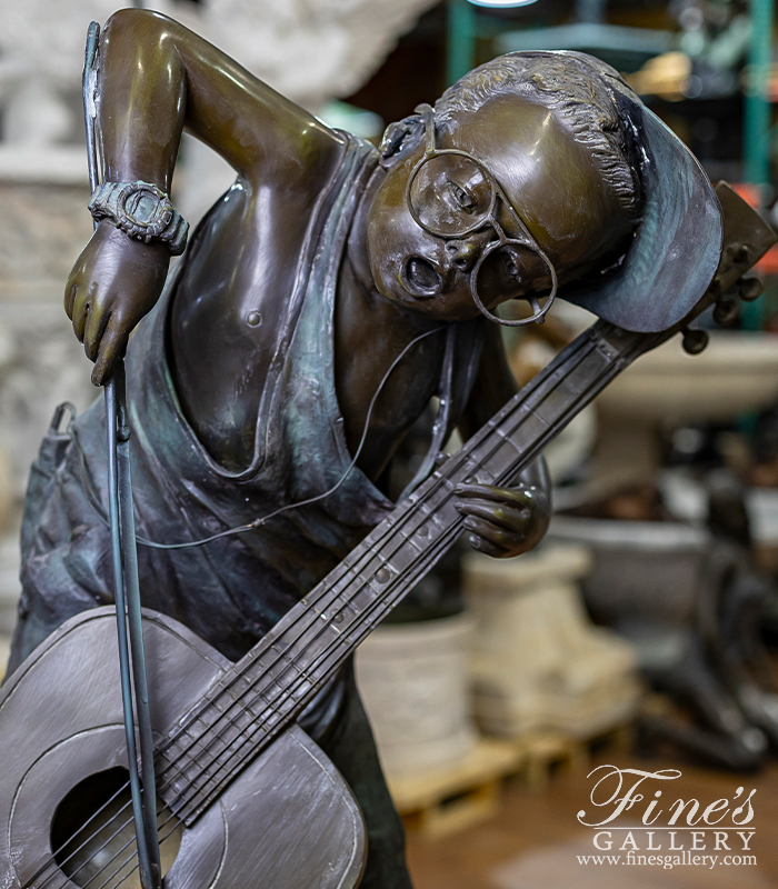 Bronze Statues  - Young Boy Playing Guitar Like A Cello - BS-323