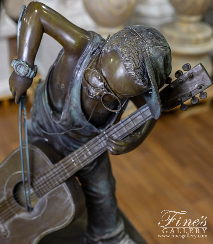 Bronze Statues  - Young Boy Playing Guitar Like A Cello - BS-323