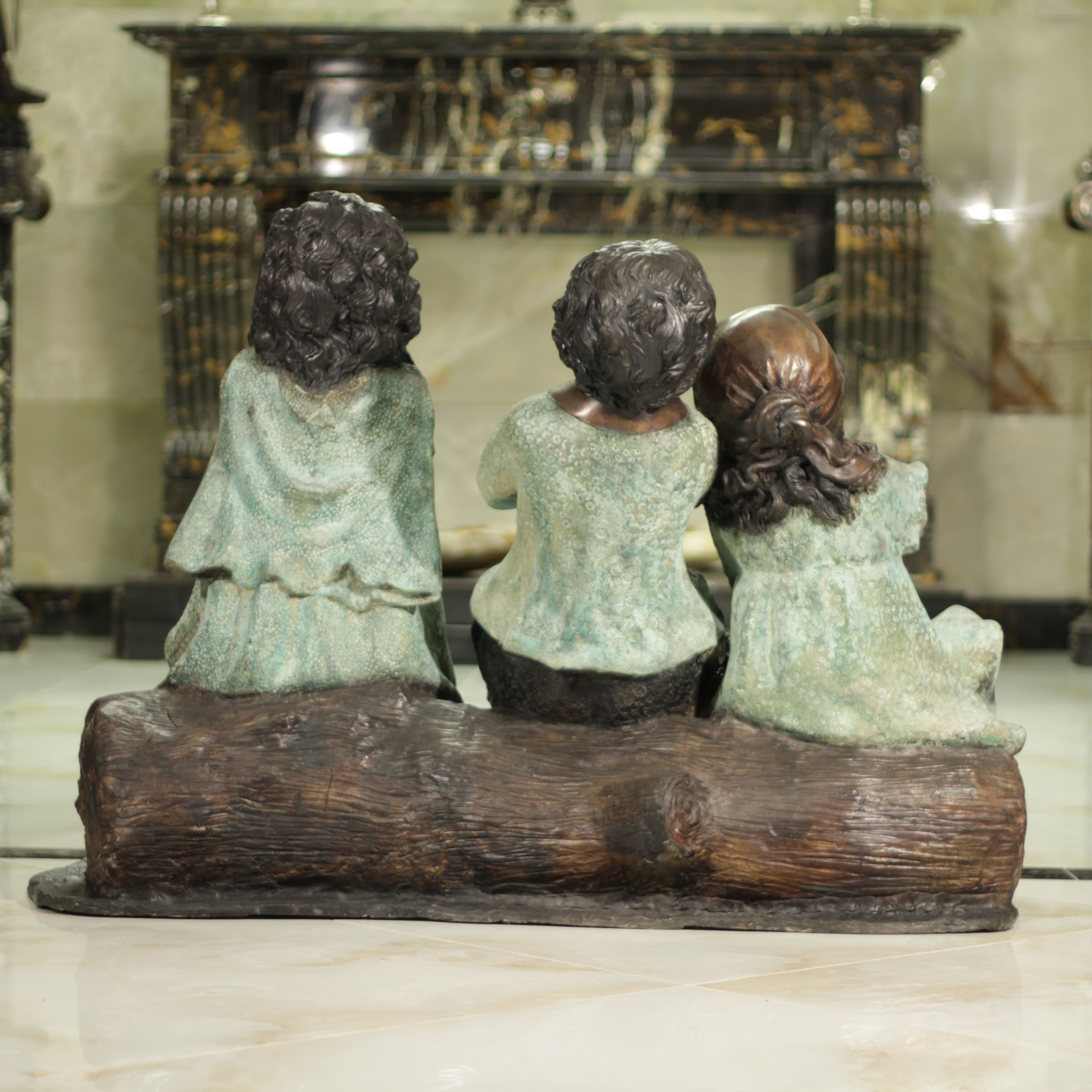 Bronze Statues  - Three Children Sitting Bronze Statue - BS-334