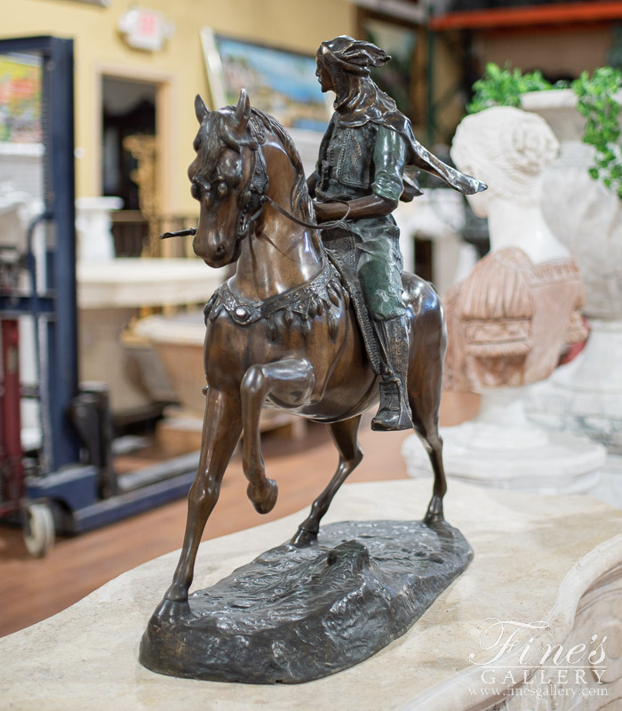 Bronze Statues  - Bronze Horse And Rider Statue - BS-369