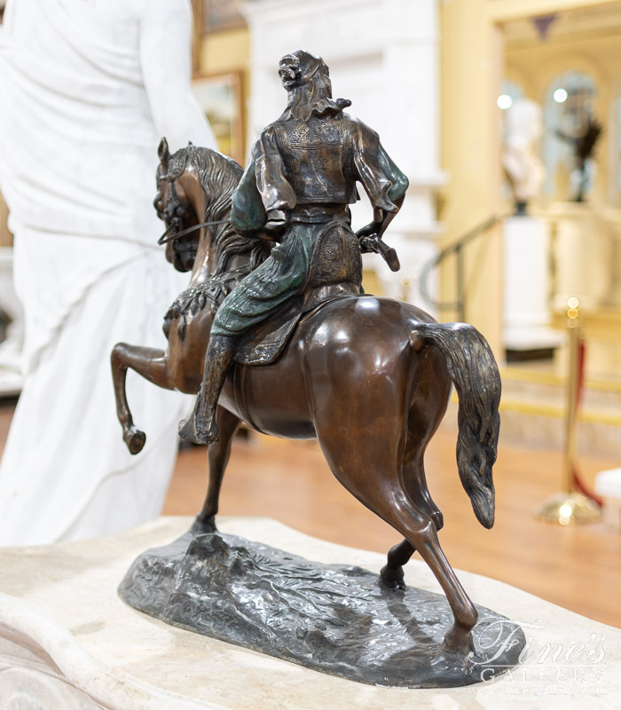 Bronze Statues  - Bronze Horse And Rider Statue - BS-369