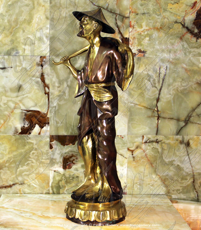 Bronze Statues  - Oriental Man With Yoke In Bronze - BS-384