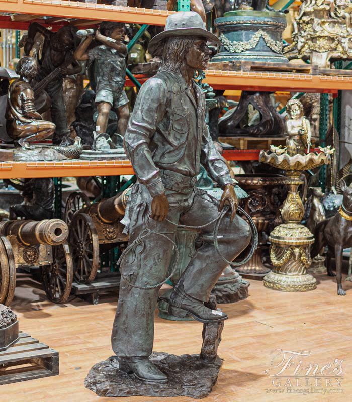 Bronze Statues  - A Vintage Bronze Cowboy Statue - BS-504