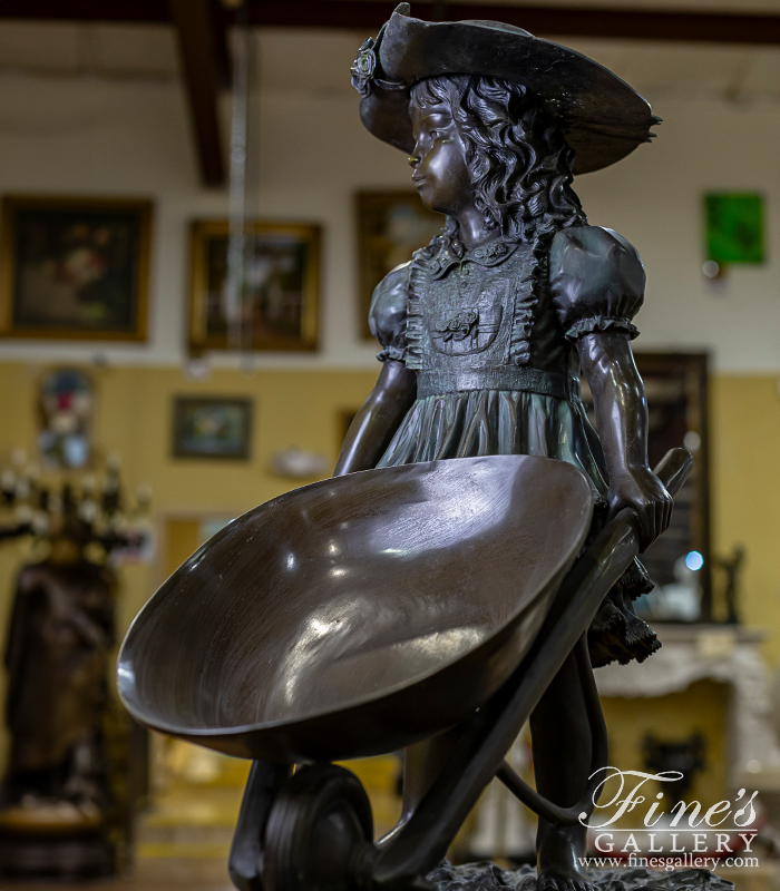 Bronze Statues  - Wheelbarrow Girl ( Vintage )  - BS-727