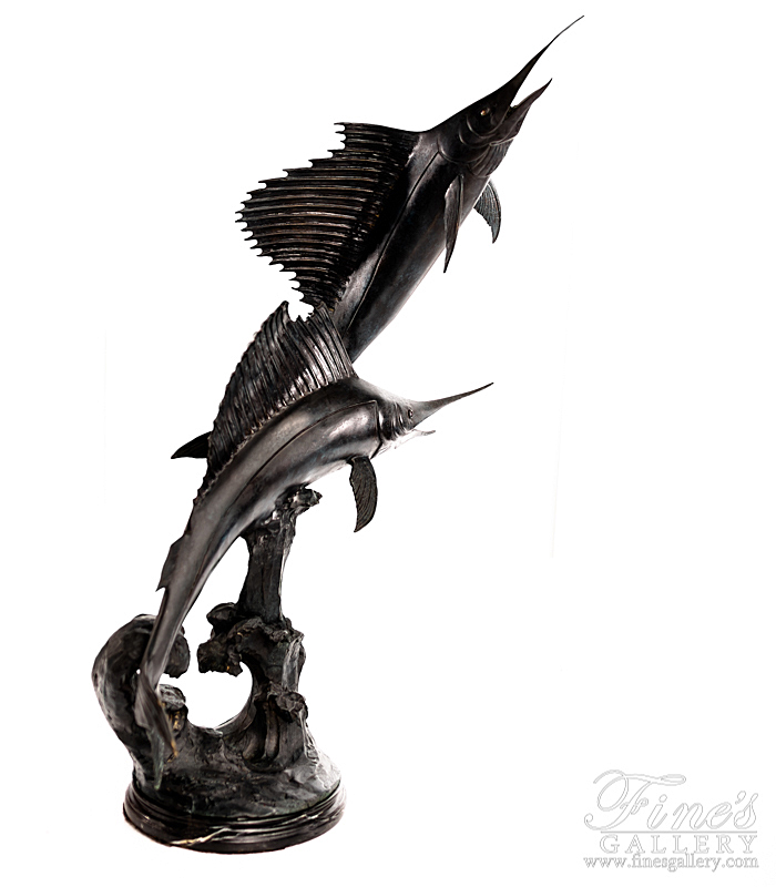 Bronze Statues  - Leaping Sailfish Bronze Statue - BS-818