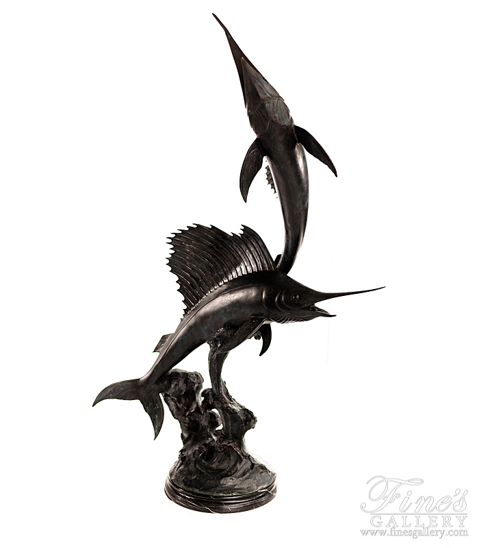 Bronze Statues  - Leaping Sailfish Bronze Statue - BS-818