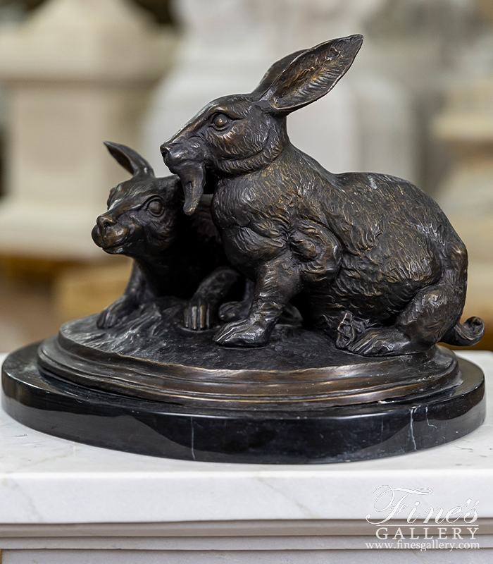 Bronze Statues  - Bronze Rabbit Pair - BS-826