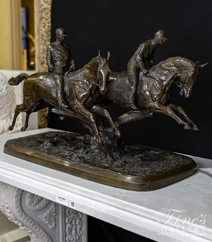 Bronze Statues  - Remington Style Two Horse Riders Bronze Statue - BS-843