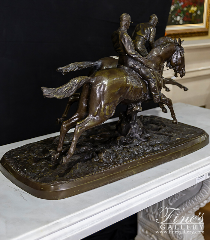 Bronze Statues  - Remington Style Two Horse Riders Bronze Statue - BS-843