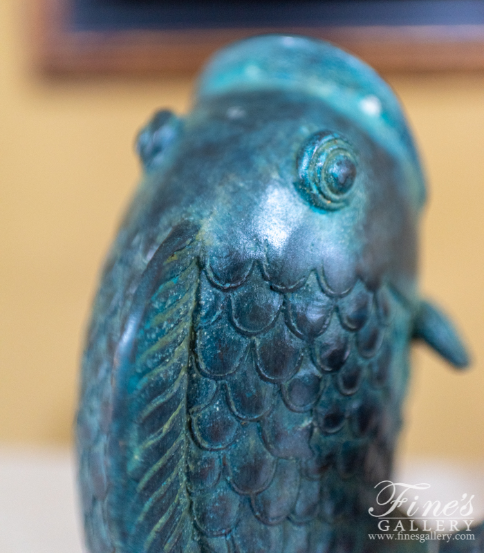 Bronze Statues  - Green Fish Bronze Statue - BS-863
