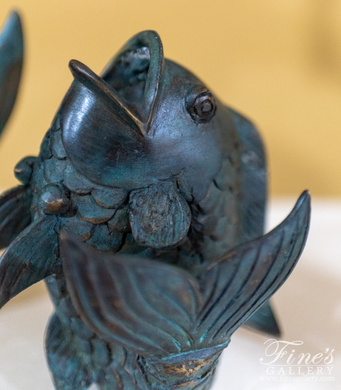 Bronze Statues  - Green Fish Bronze Statue - BS-863