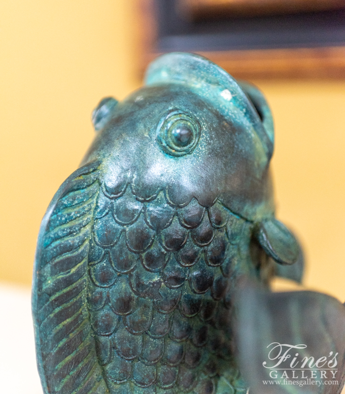 Bronze Statues  - Green Fish Bronze Statue - BS-863