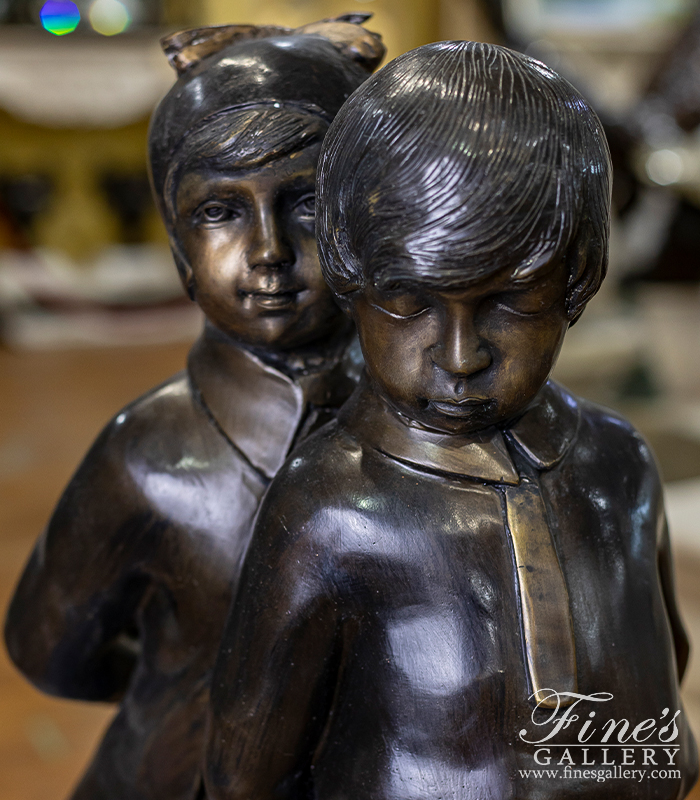 Bronze Statues  - Playful Children Bronze Statue - BS-874