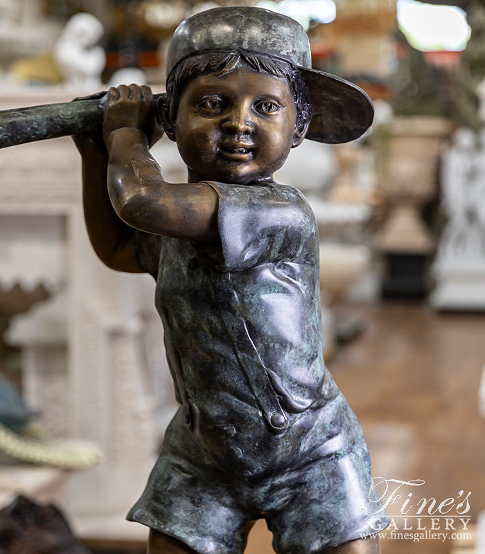 Bronze Statues  - Young Baseball Player Bronze Statue - BS-877