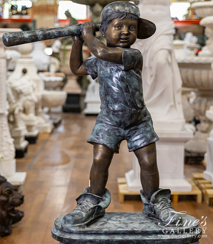 Bronze Statues  - Young Baseball Player Bronze Statue - BS-877