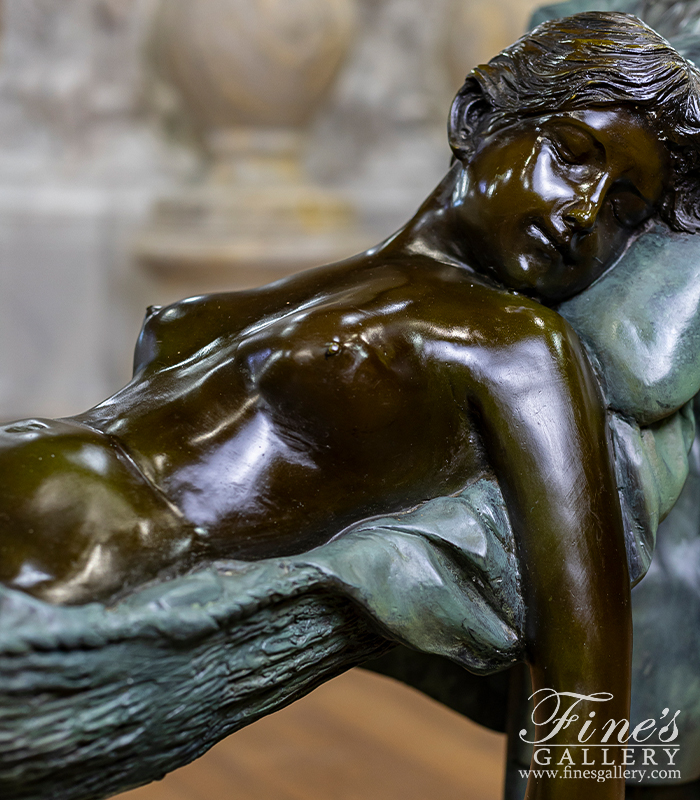 Bronze Tables  - Young Girl At Rest, Vintage Bronze Table - BT-114
