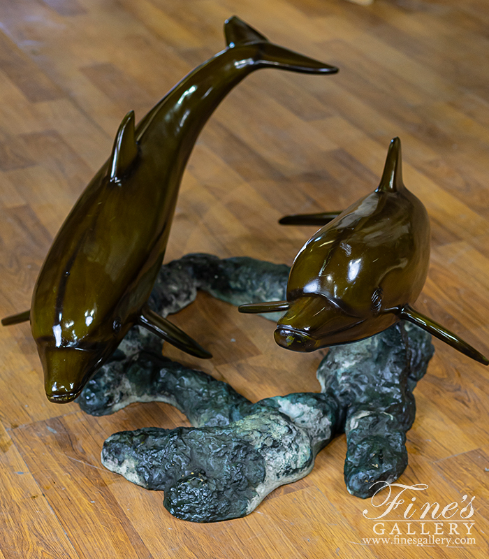 Bronze Tables  - A Vintage Bronze Dolphins Coffee Table - BT-153