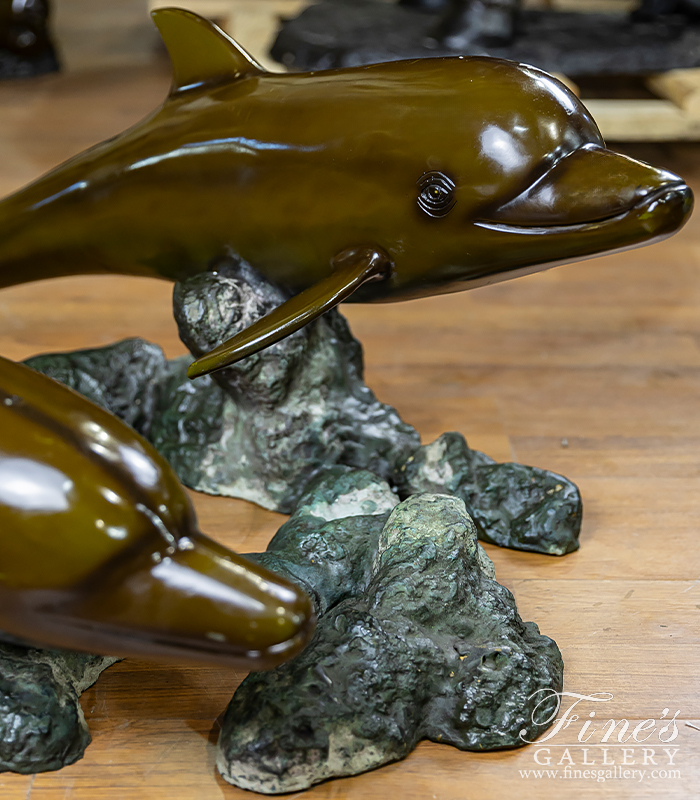Bronze Tables  - A Vintage Bronze Dolphins Coffee Table - BT-153