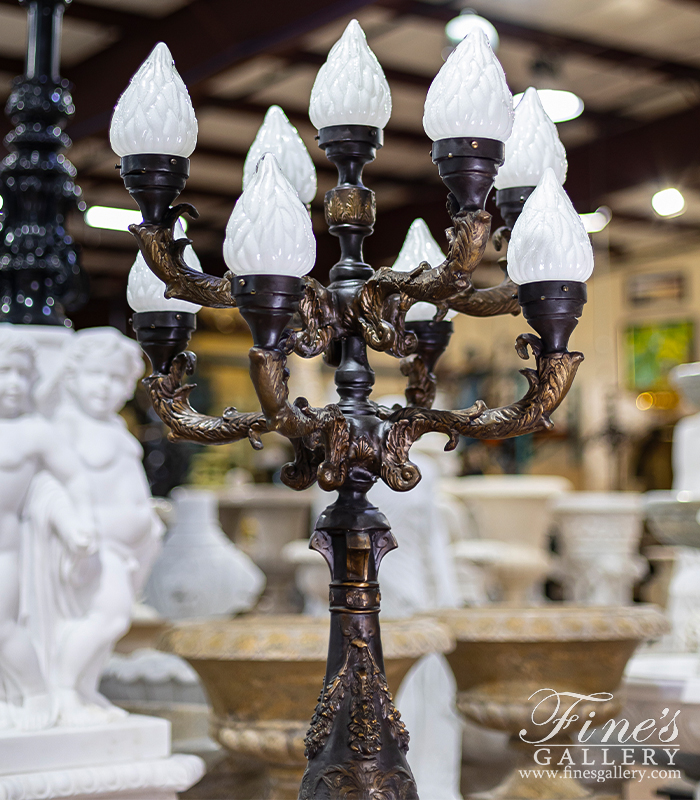 Lighting Lamposts  - Oversized Outdoor Candelabra Bronze Lamp Post Pair - LMP-010