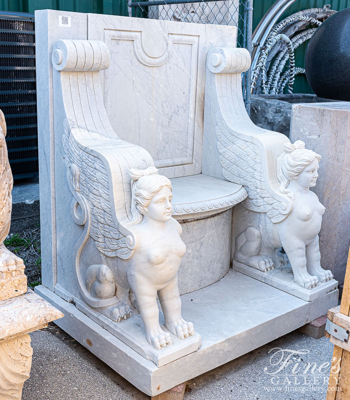 Marble Benches  - Carrara Sphinx Marble Bench - MBE-342