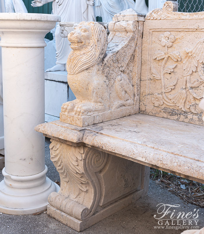 Marble Benches  - Rustic Antique Style Travertine Bench - MBE-704