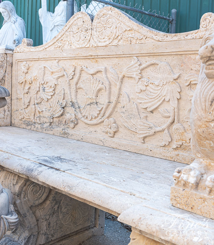 Marble Benches  - Rustic Antique Style Travertine Bench - MBE-704