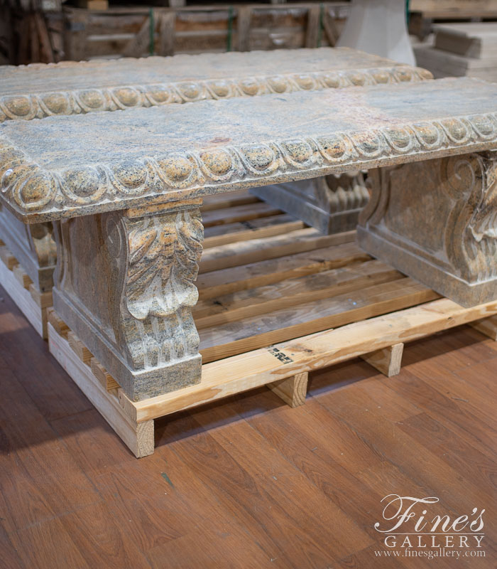 Marble Benches  - Antique Gold Granite Bench - MBE-717