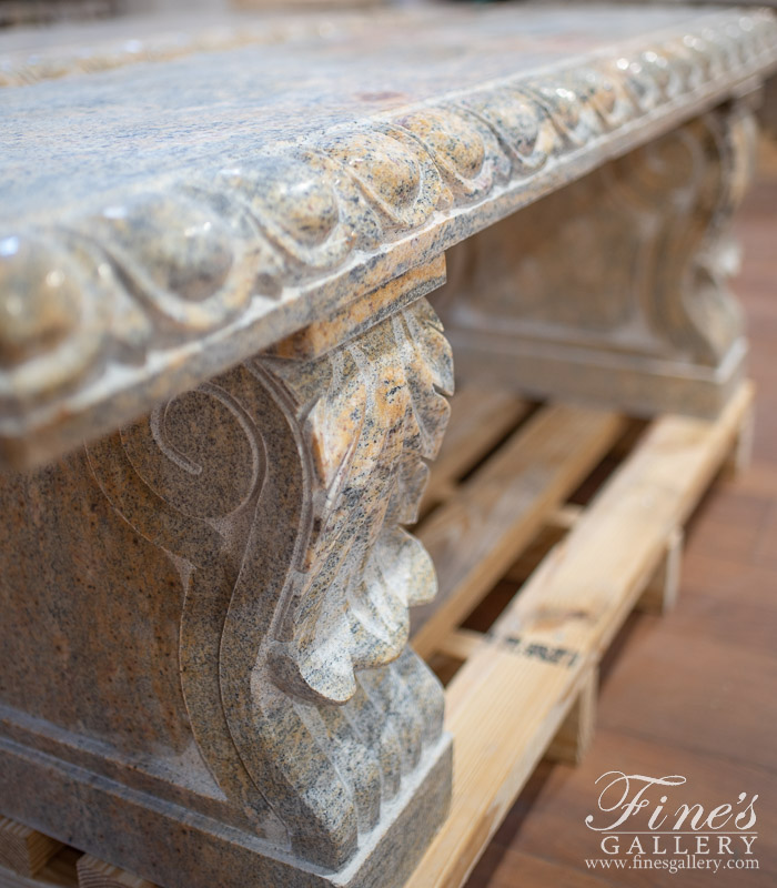 Marble Benches  - Antique Gold Granite Bench - MBE-717