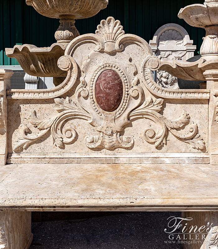 Marble Benches  - Extra Large Estate Bench In Natural Travertine - MBE-720