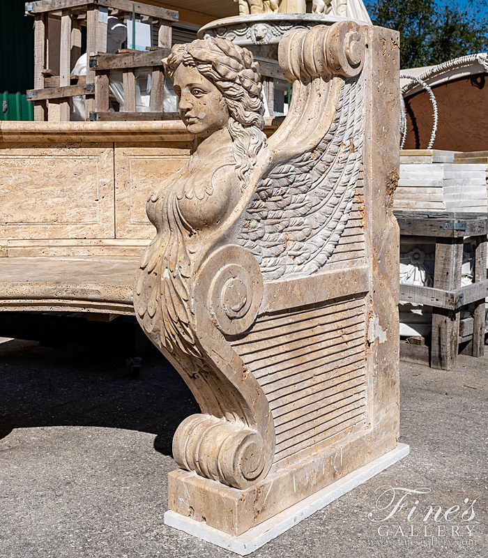 Marble Benches  - Extra Large Estate Bench In Natural Travertine - MBE-720