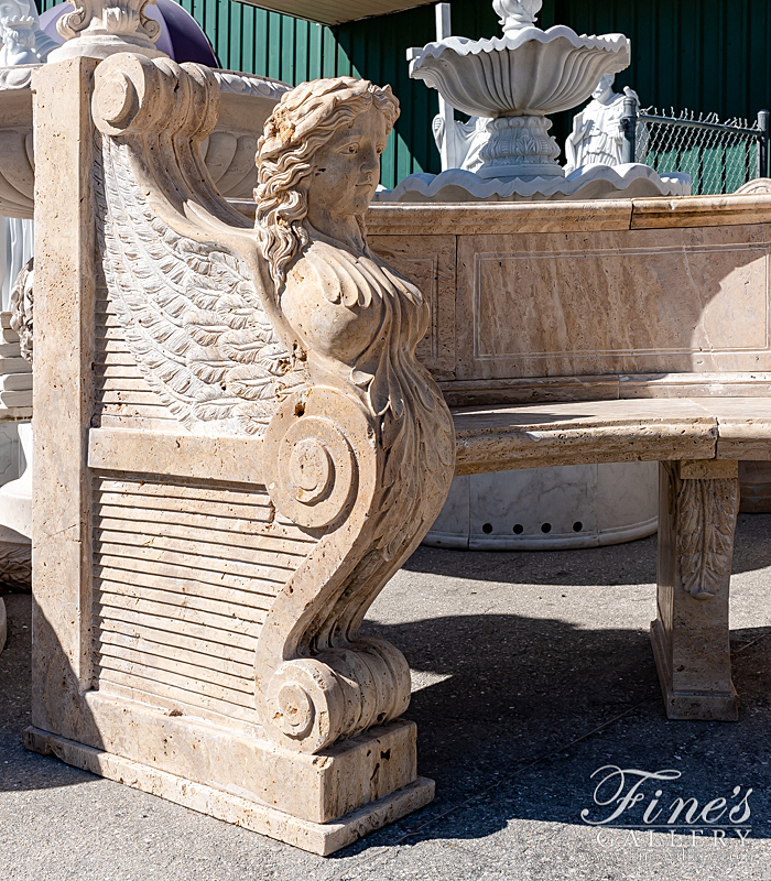 Marble Benches  - Extra Large Estate Bench In Natural Travertine - MBE-720