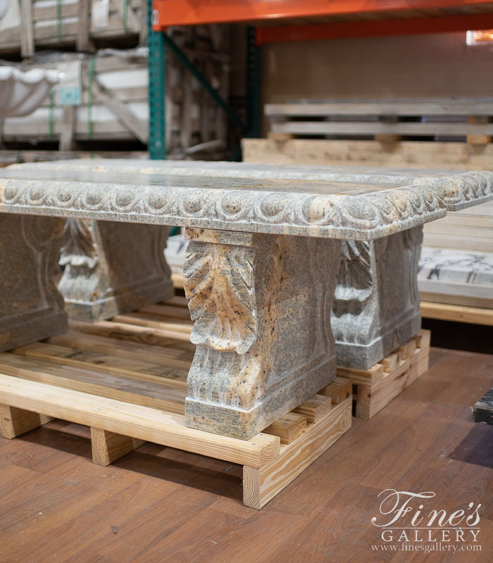 Marble Benches  - Antique Griggio Granite Bench With Egg And Dart Molding - MBE-729