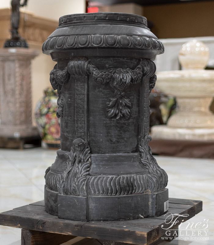 Marble Bases  - Ornate Dark Gray Marble Base - MBS-054