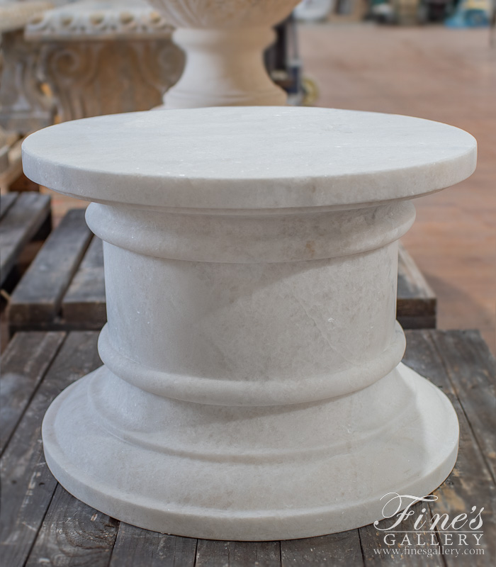 Marble Bases  - Round White Marble Pedestal - MBS-085