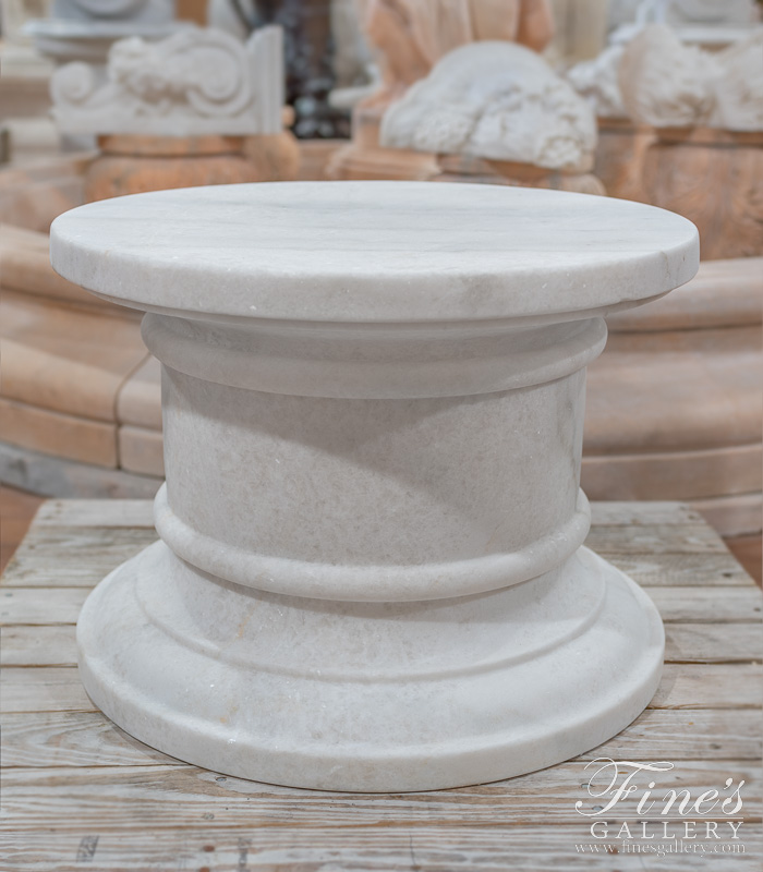 Marble Bases  - Round White Marble Pedestal - MBS-085