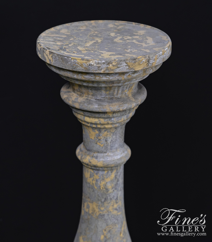 Marble Bases  - 35 Inch Pedestal In Giallo Marrone Marble - MBS-089