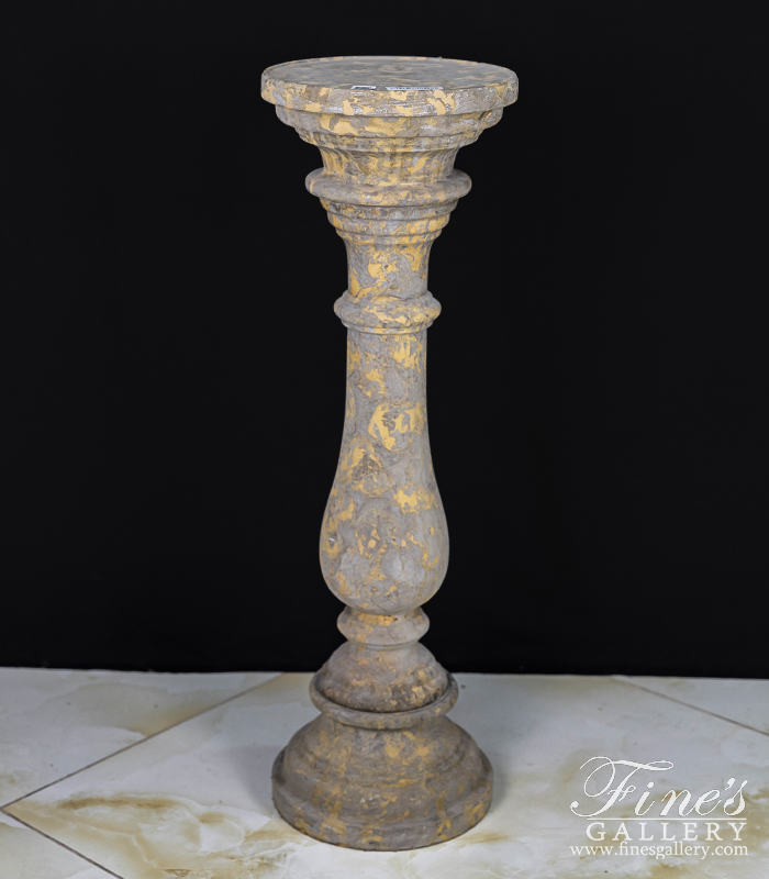 Marble Bases  - 35 Inch Pedestal In Giallo Marrone Marble - MBS-089