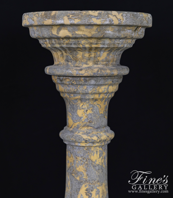 Marble Bases  - 35 Inch Pedestal In Giallo Marrone Marble - MBS-089