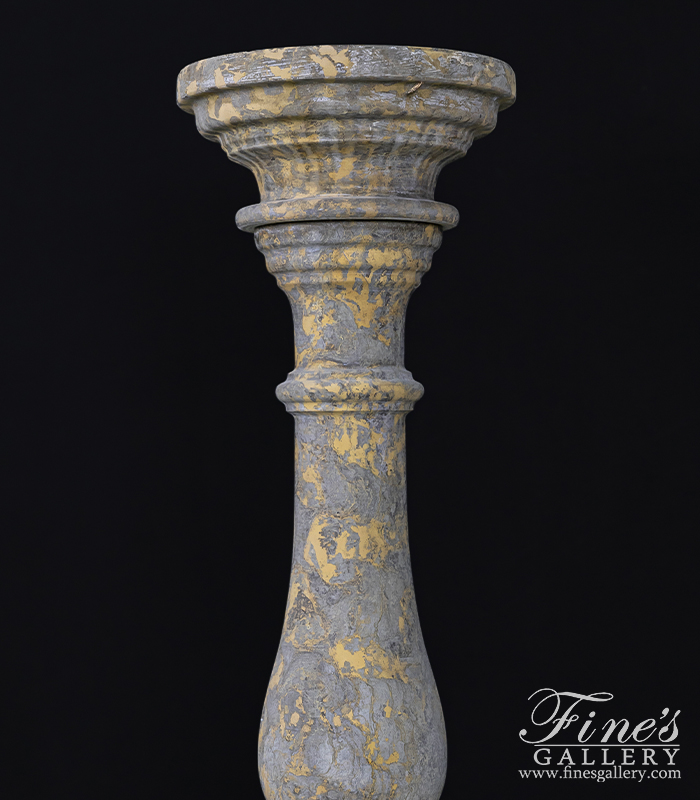 Marble Bases  - 35 Inch Pedestal In Giallo Marrone Marble - MBS-089