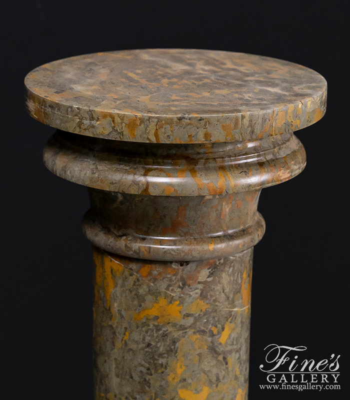 Marble Bases  - 36 Inch Pedestal In Polished Giallo Marrone Marble - MBS-097