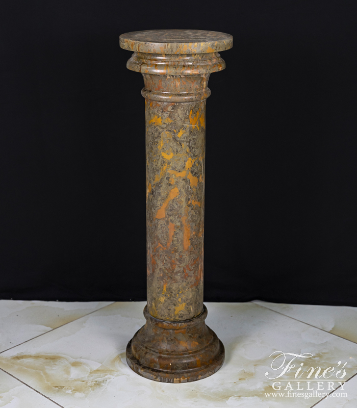 Marble Bases  - 36 Inch Pedestal In Polished Giallo Marrone Marble - MBS-097