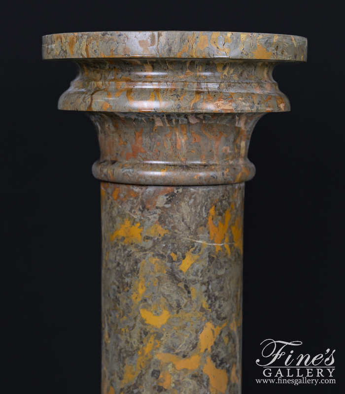 Marble Bases  - 36 Inch Pedestal In Polished Giallo Marrone Marble - MBS-097