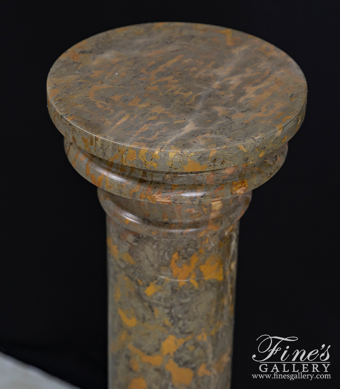 Marble Bases  - 36 Inch Pedestal In Polished Giallo Marrone Marble - MBS-097