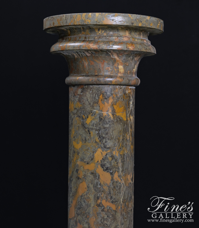 Marble Bases  - 36 Inch Pedestal In Polished Giallo Marrone Marble - MBS-097